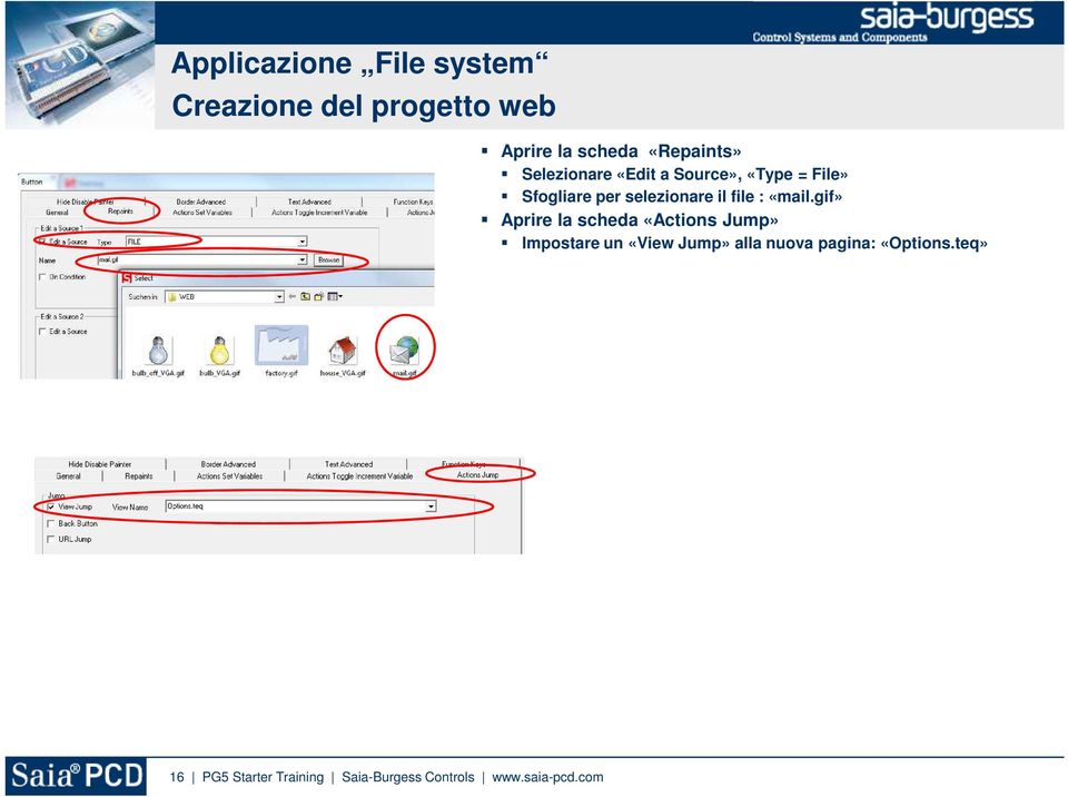 gif» Aprire la scheda «Actions Jump» Impostare un «View Jump» alla nuova