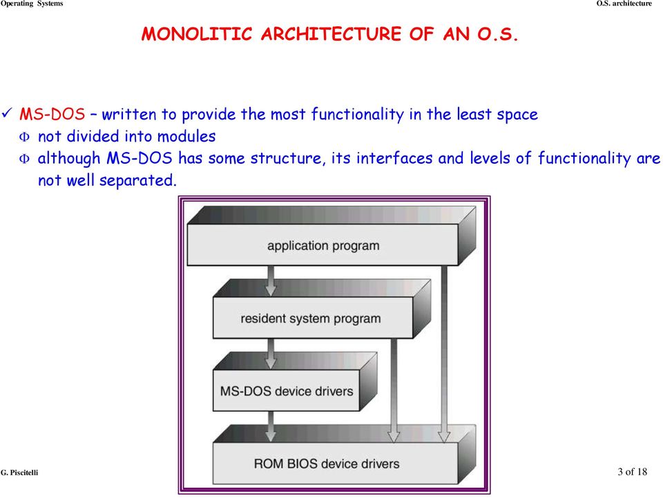 not divided into modules although MS-DOS has some structure, its