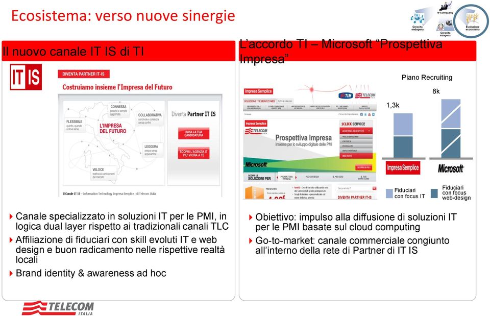 di fiduciari con skill evoluti IT e web design e buon radicamento nelle rispettive realtà locali Brand identity & awareness ad hoc Obiettivo: impulso