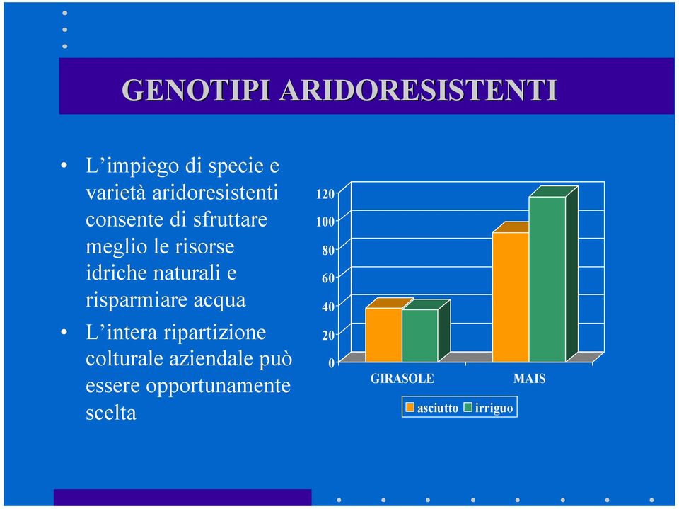 naturali e risparmiare acqua L intera ripartizione colturale