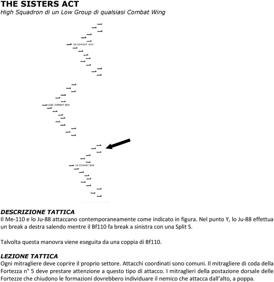 Talvolta questa manovra viene eseguita da una coppia di Bf110. LEZIONE TATTICA Ogni mitragliere deve coprire il proprio settore. Attacchi coordinati sono comuni.