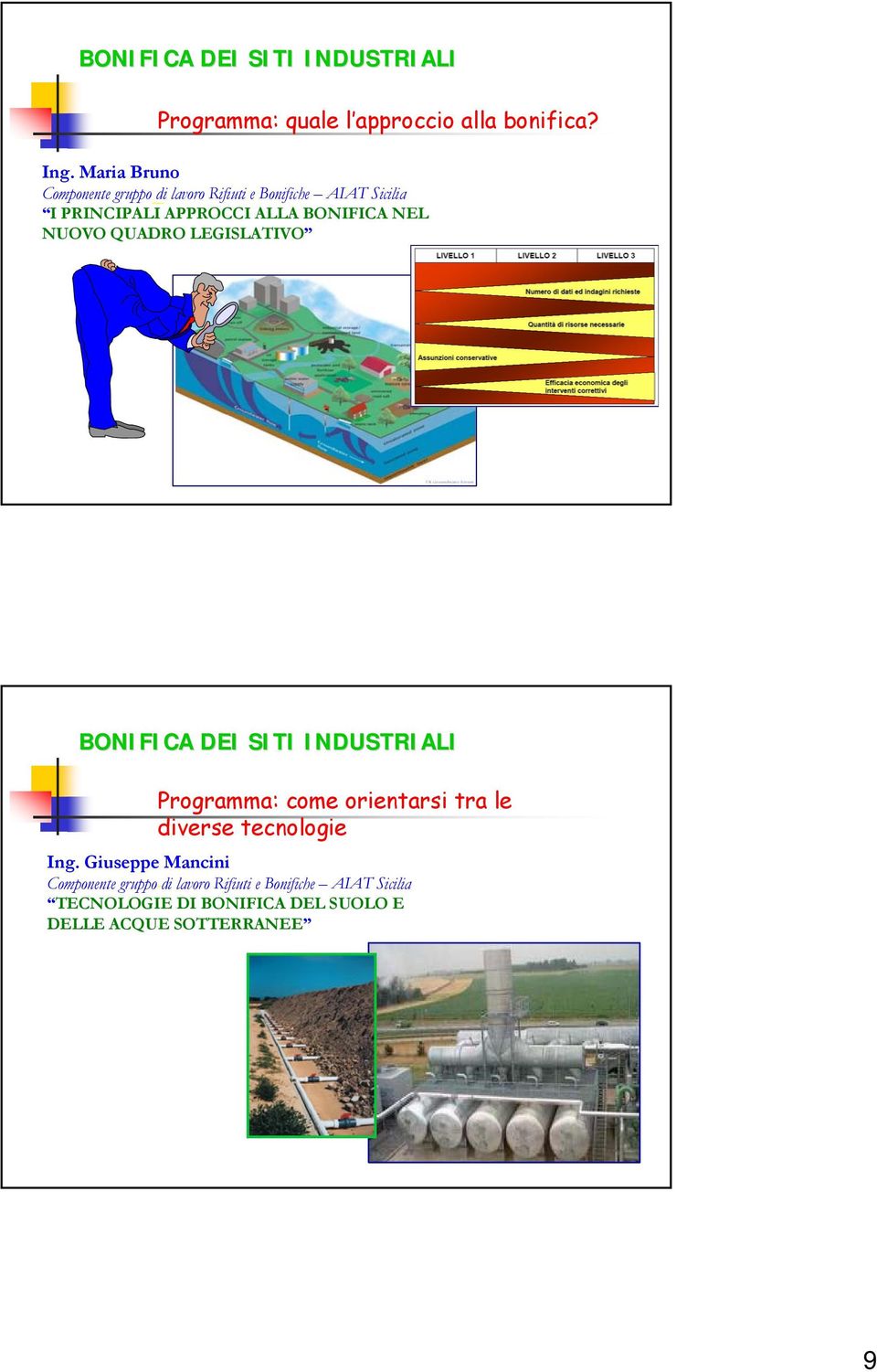 NEL NUOVO QUADRO LEGISLATIVO BONIFICA DEI SITI INDUSTRIALI Programma: come orientarsi tra le diverse