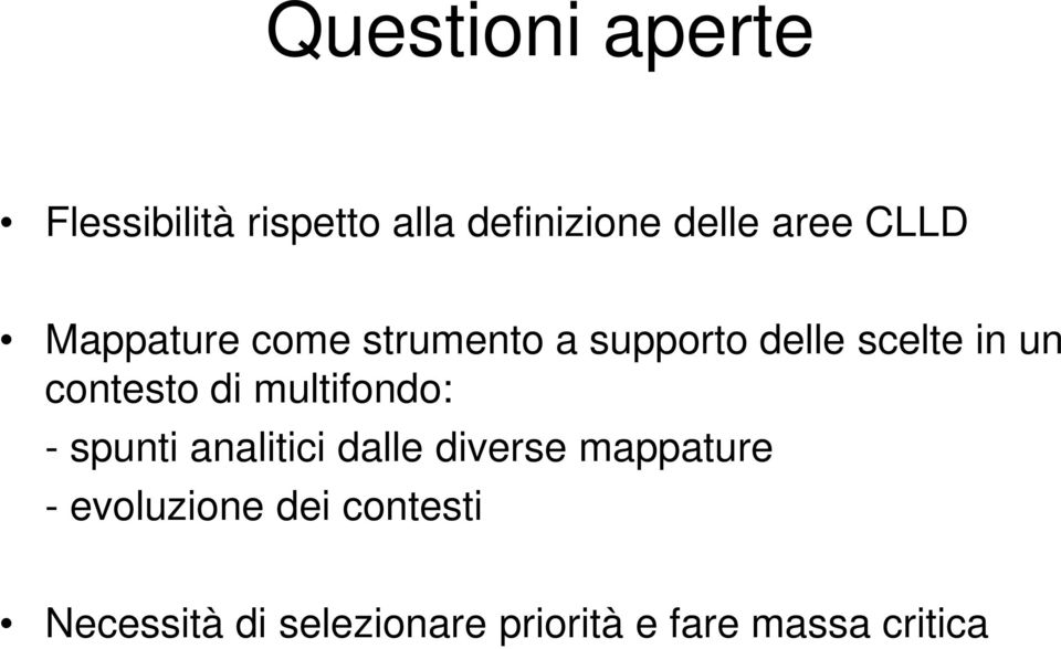 di multifondo: - spunti analitici dalle diverse mappature -