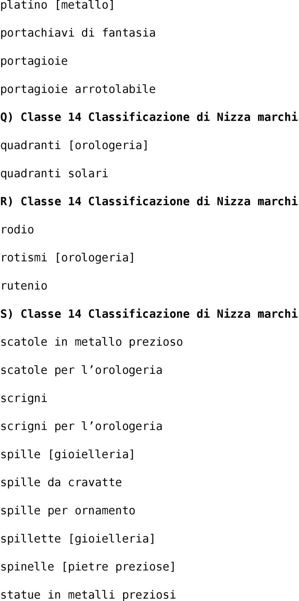 Classe 14 Classificazione di Nizza marchi scatole in metallo prezioso scatole per l orologeria scrigni scrigni per l orologeria