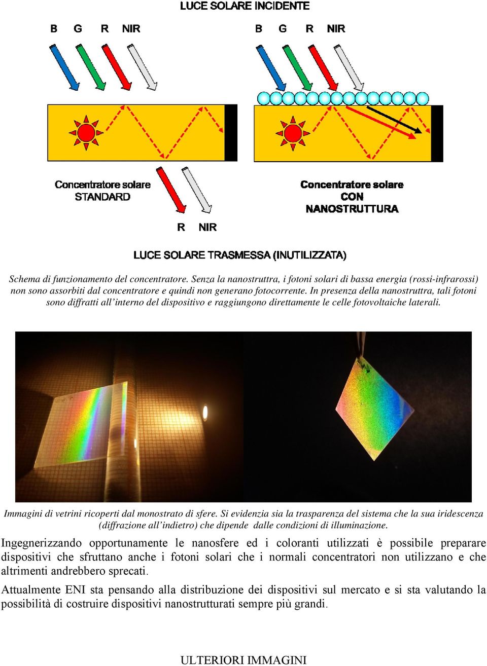 Immagini di vetrini ricoperti dal monostrato di sfere. Si evidenzia sia la trasparenza del sistema che la sua iridescenza (diffrazione all indietro) che dipende dalle condizioni di illuminazione.