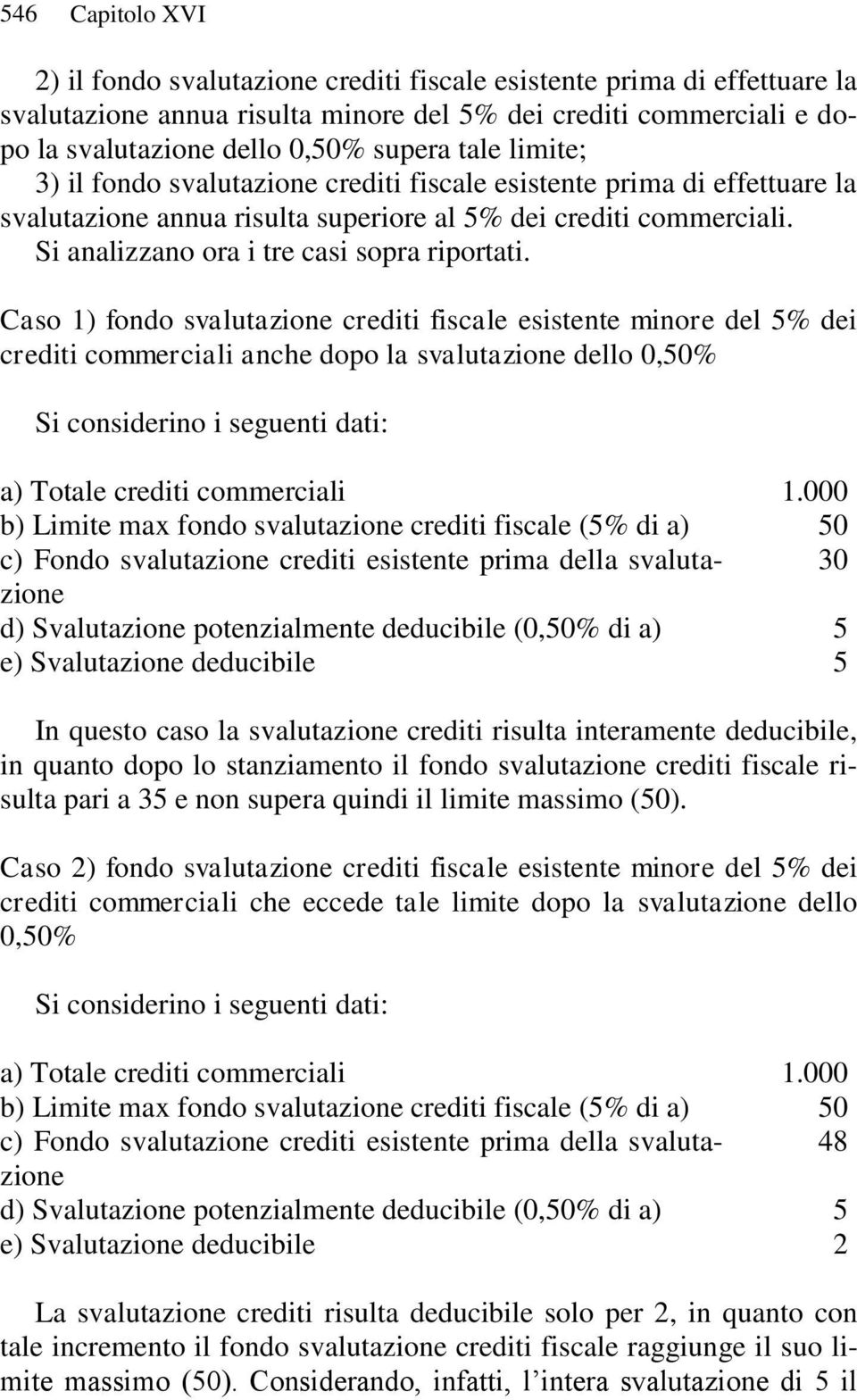 Caso 1) fondo svalutazione crediti fiscale esistente minore del 5% dei crediti commerciali anche dopo la svalutazione dello 0,50% Si considerino i seguenti dati: a) Totale crediti commerciali 1.