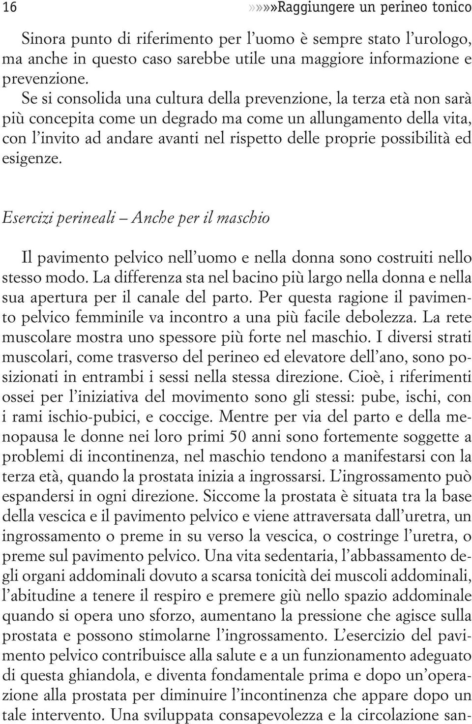 possibilità ed esigenze. Esercizi perineali Anche per il maschio Il pavimento pelvico nell uomo e nella donna sono costruiti nello stesso modo.