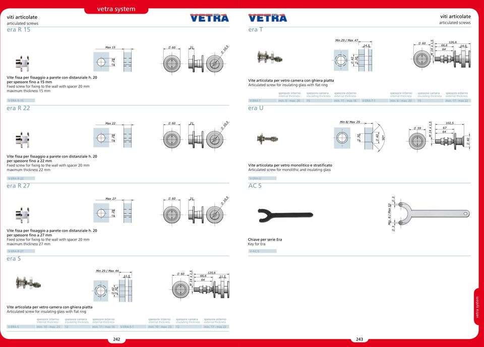 insulating glass with flat ring era U spessore interno spessore camera spessore esterno spessore interno spessore camera spessore esterno internal thickness insulating thickness external thickness