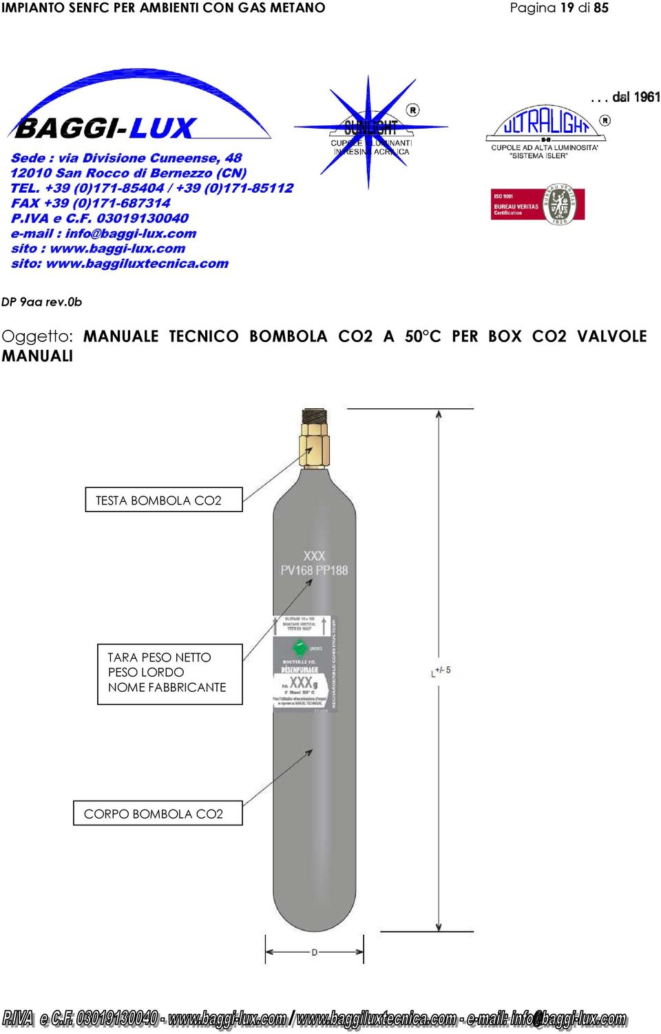 0b Oggetto: MANUALE TECNICO BOMBOLA CO2 A 50 C PER BOX