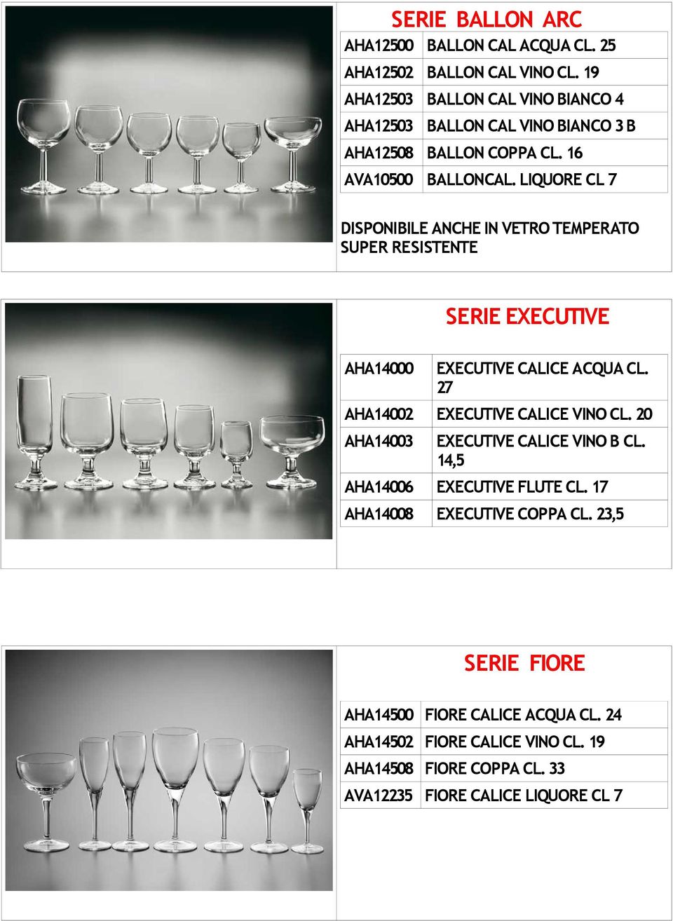 LIQUORE CL 7 DISPONIBILE ANCHE IN VETRO TEMPERATO SUPER RESISTENTE SERIE EXECUTIVE AHA14000 EXECUTIVE CALICE ACQUA CL.