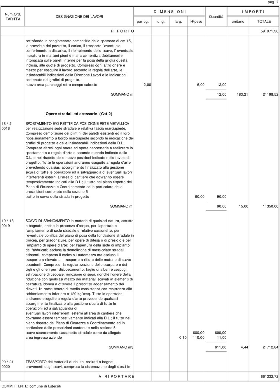 Compreso ogni altro onere e mezzo per eseguire il lavoro secondo la regola dell'arte, le insindacabili indicazioni della Direzione Lavori e le indicazioni contenute nei grafici di progetto.