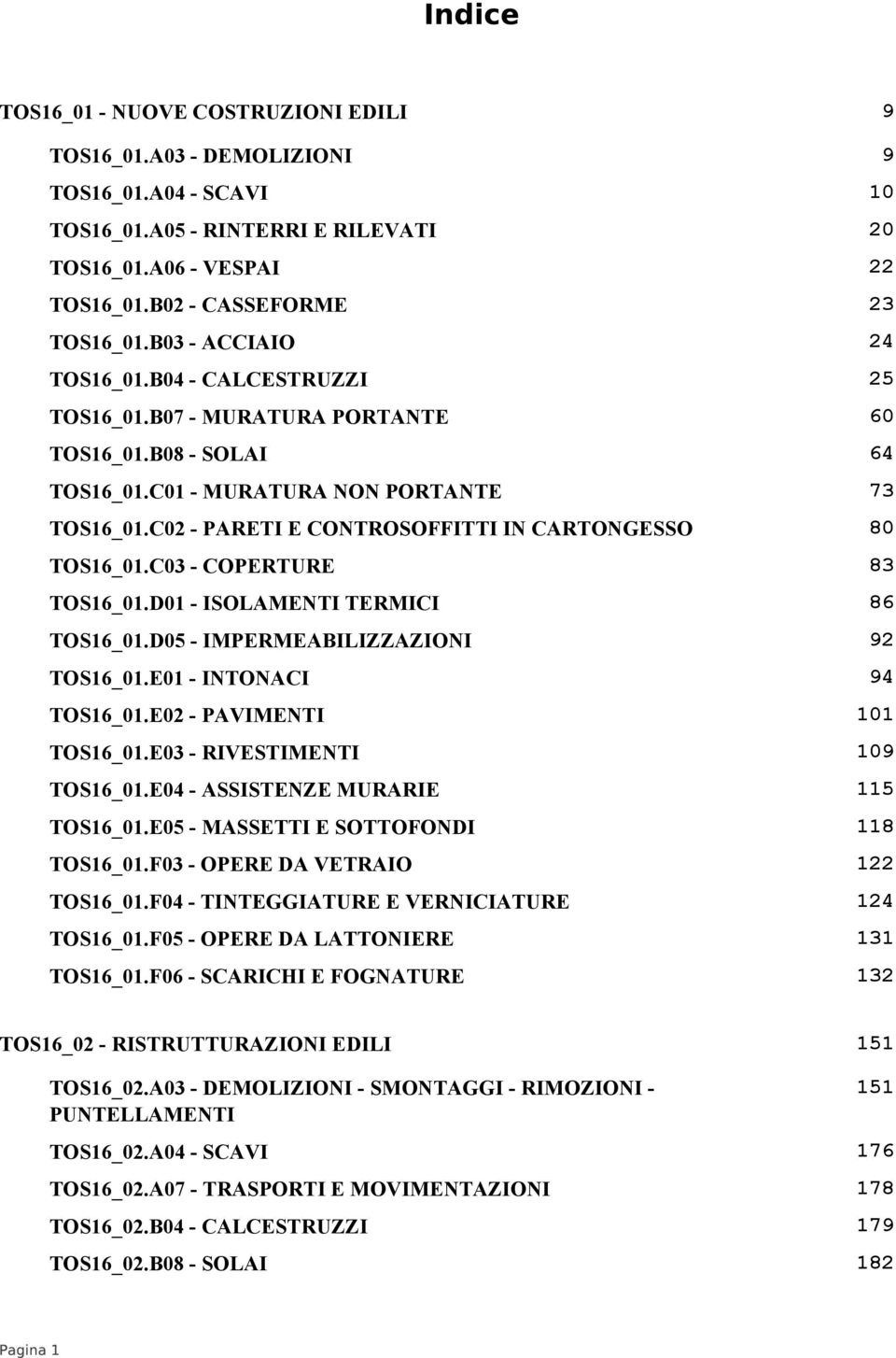 C02 - PARETI E CONTROSOFFITTI IN CARTONGESSO 80 TOS16_01.C03 - COPERTURE 83 TOS16_01.D01 - ISOLAMENTI TERMICI 86 TOS16_01.D05 - IMPERMEABILIZZAZIONI 92 TOS16_01.E01 - INTONACI 94 TOS16_01.