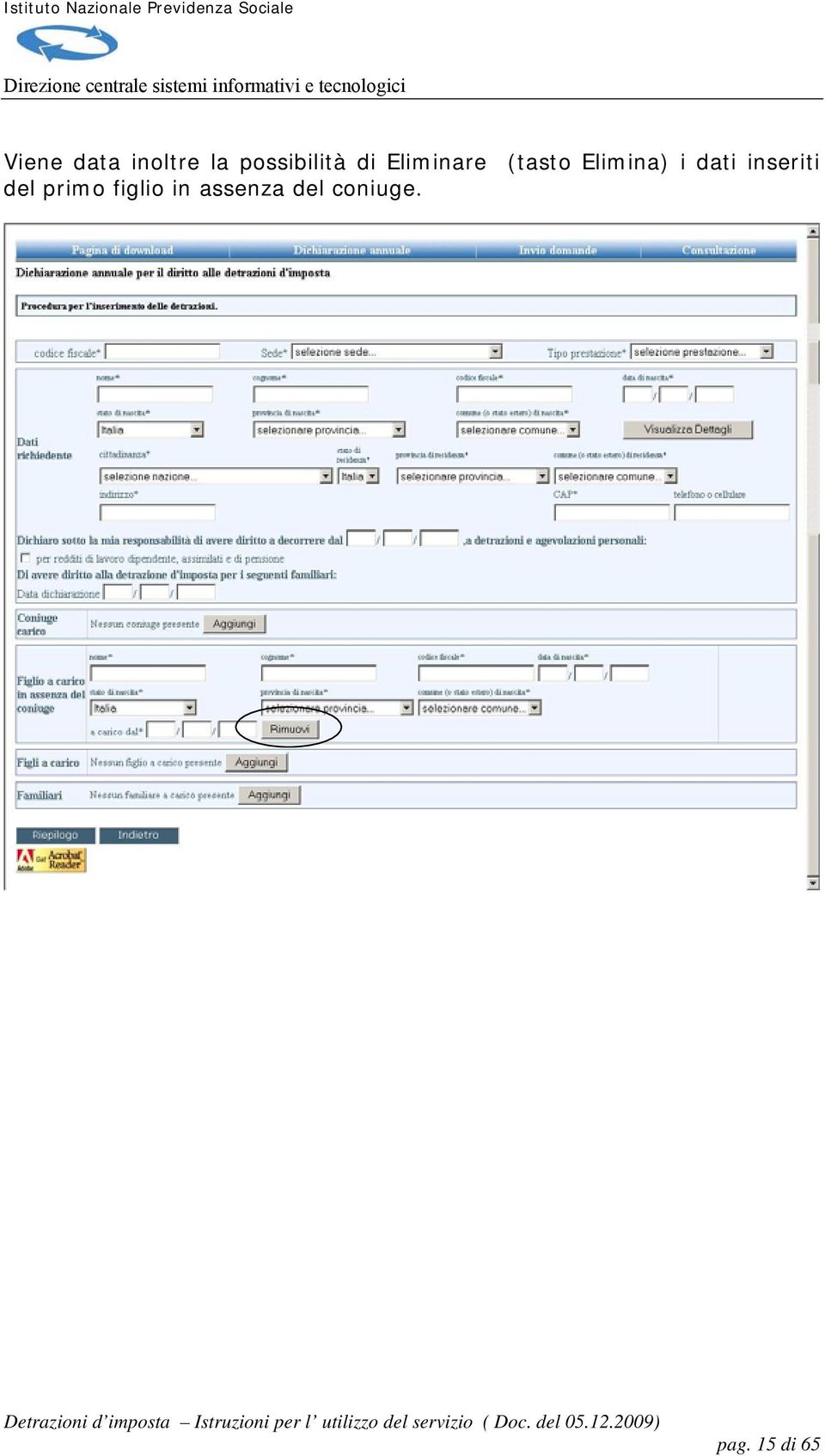 dati inseriti del primo figlio in