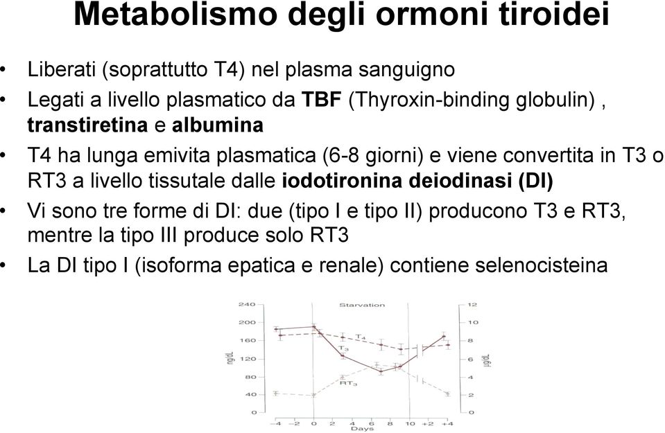 in T3 o RT3 a livello tissutale dalle iodotironina deiodinasi (DI) Vi sono tre forme di DI: due (tipo I e tipo II)