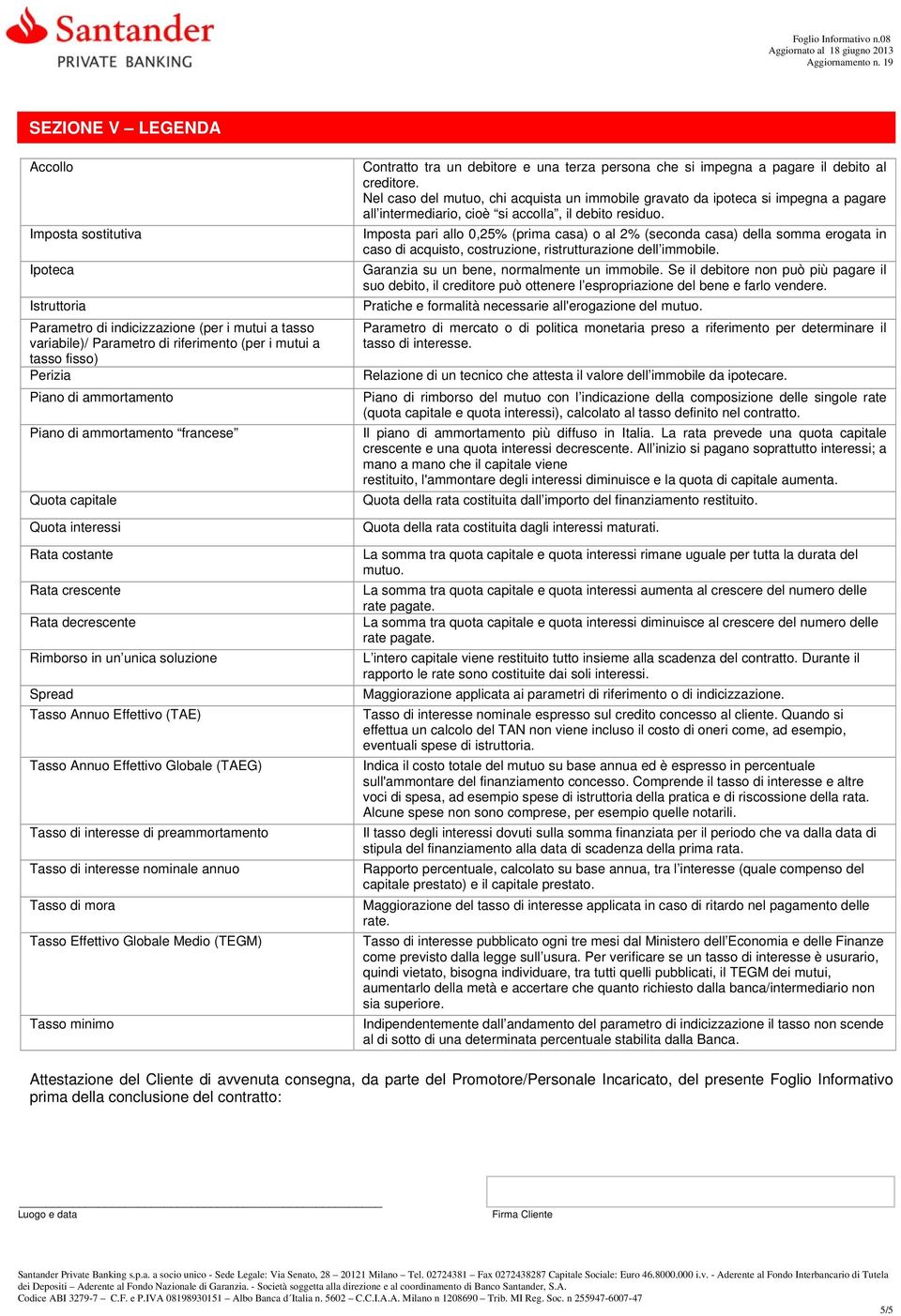 Effettivo Globale (TAEG) Tasso di interesse di preammortamento Tasso di interesse nominale annuo Tasso di mora Tasso Effettivo Globale Medio (TEGM) Tasso minimo Contratto tra un debitore e una terza