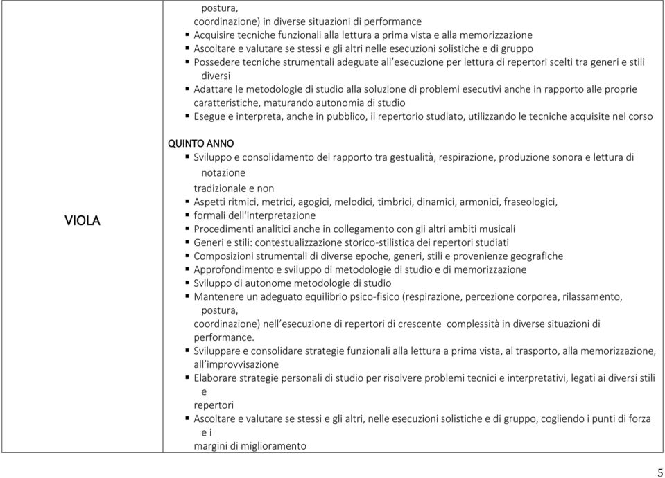 esecutivi anche in rapporto alle proprie caratteristiche, maturando autonomia di studio Esegue e interpreta, anche in pubblico, il repertorio studiato, utilizzando le tecniche acquisite nel corso