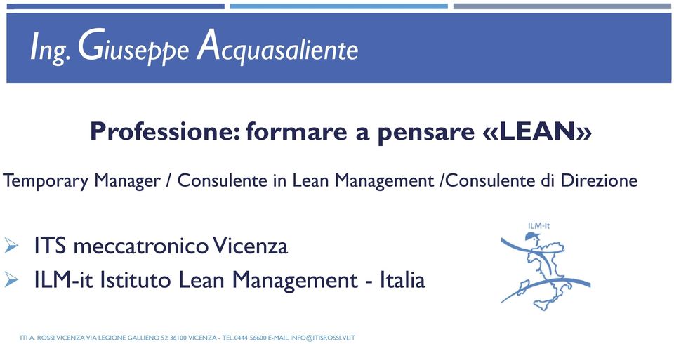 meccatronico Vicenza ILM-it Istituto Lean Management - Italia ITI A.