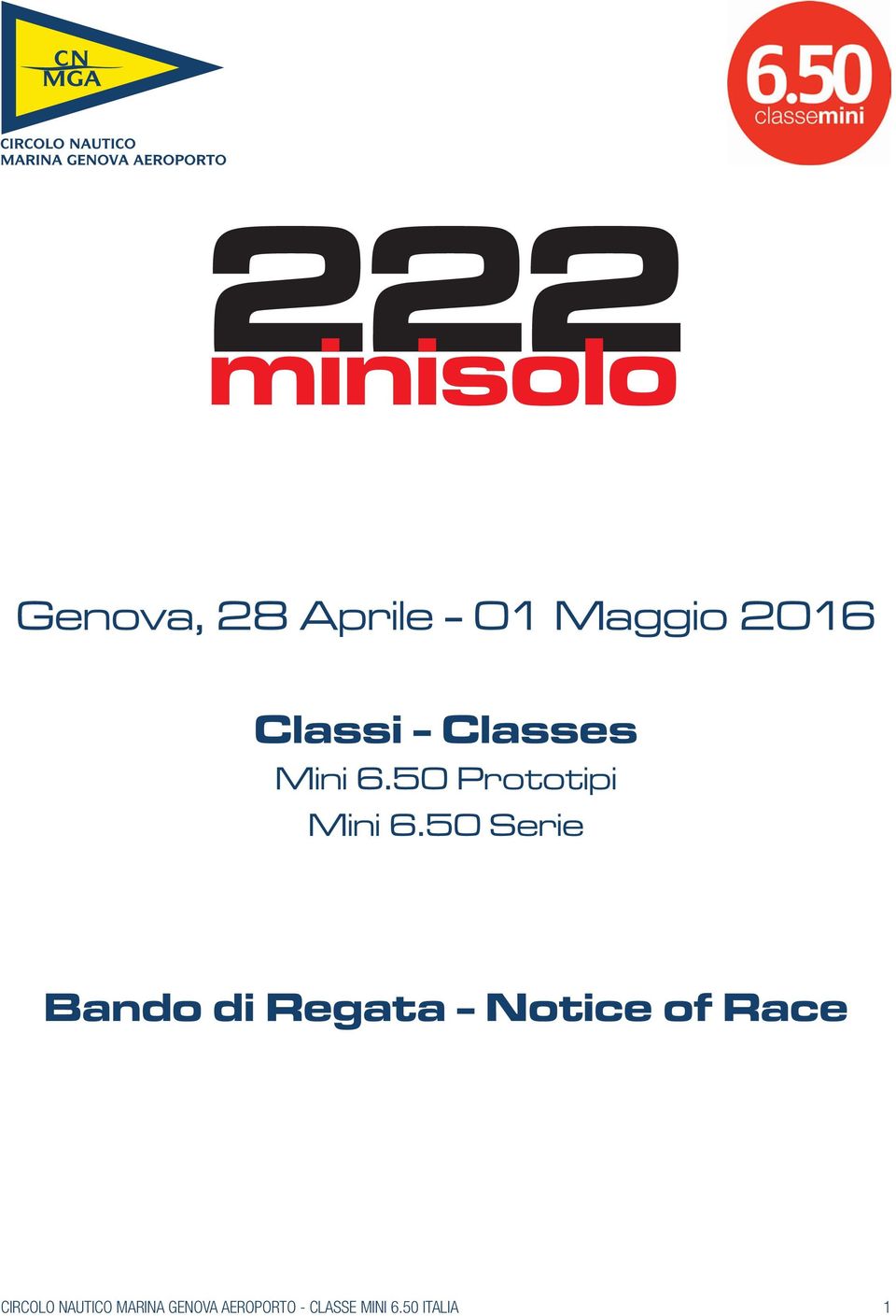 50 Serie Bando di Regata - Notice of Race