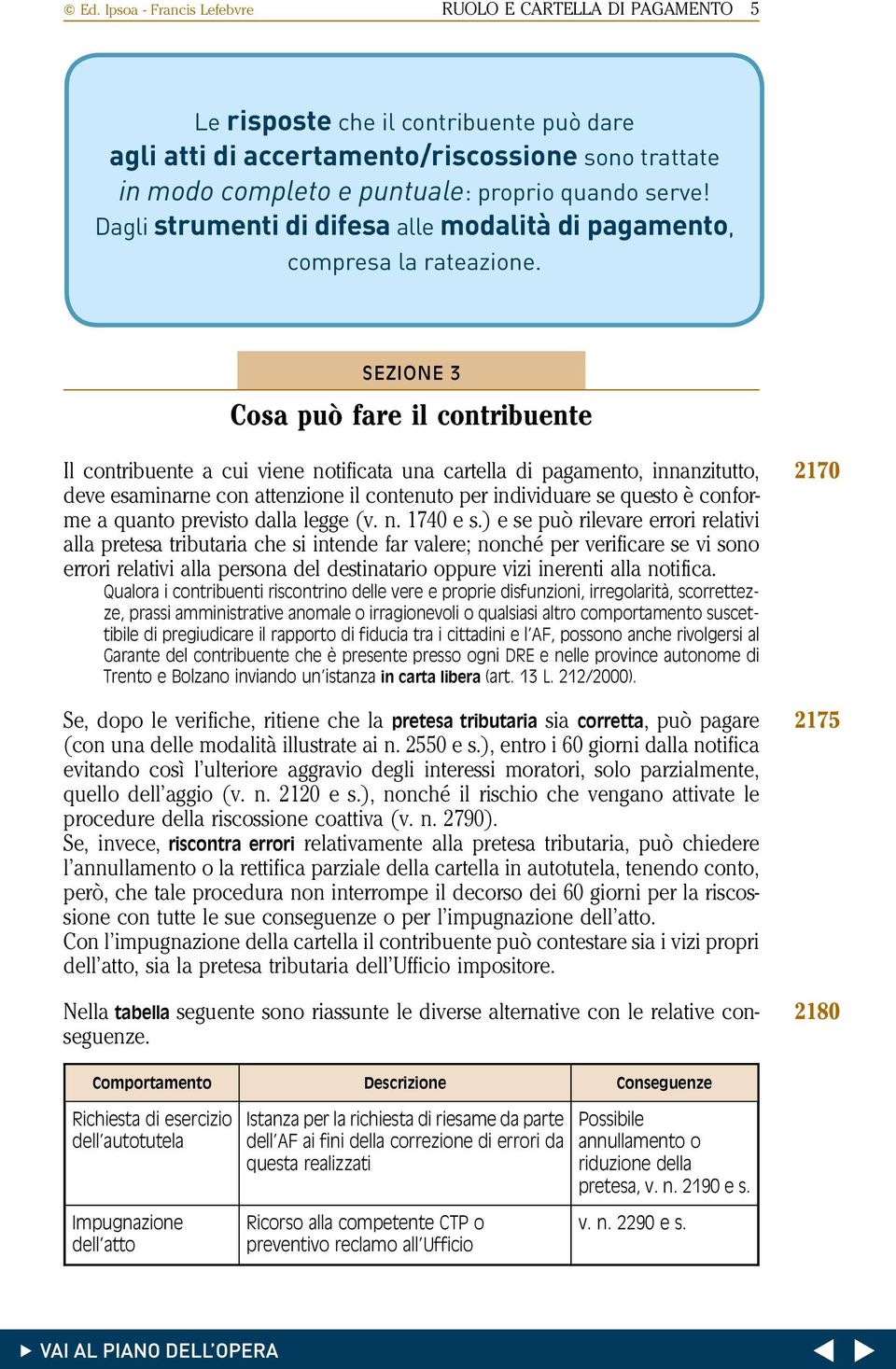 SEZIONE 3 Cosa può fare il contribuente Il contribuente a cui viene notificata una cartella di pagamento, innanzitutto, deve esaminarne con attenzione il contenuto per individuare se questo è