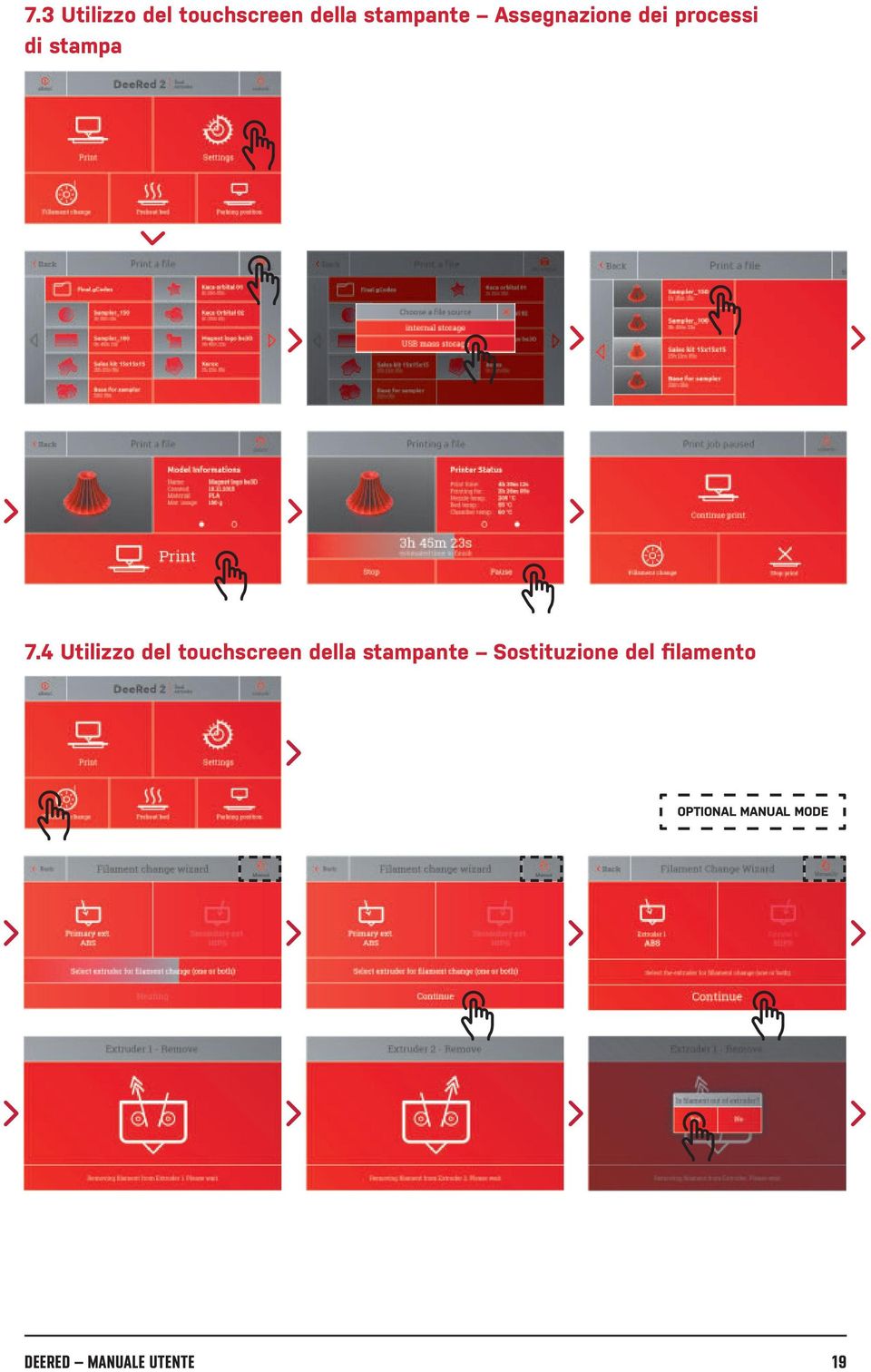 4 Utilizzo del touchscreen della stampante