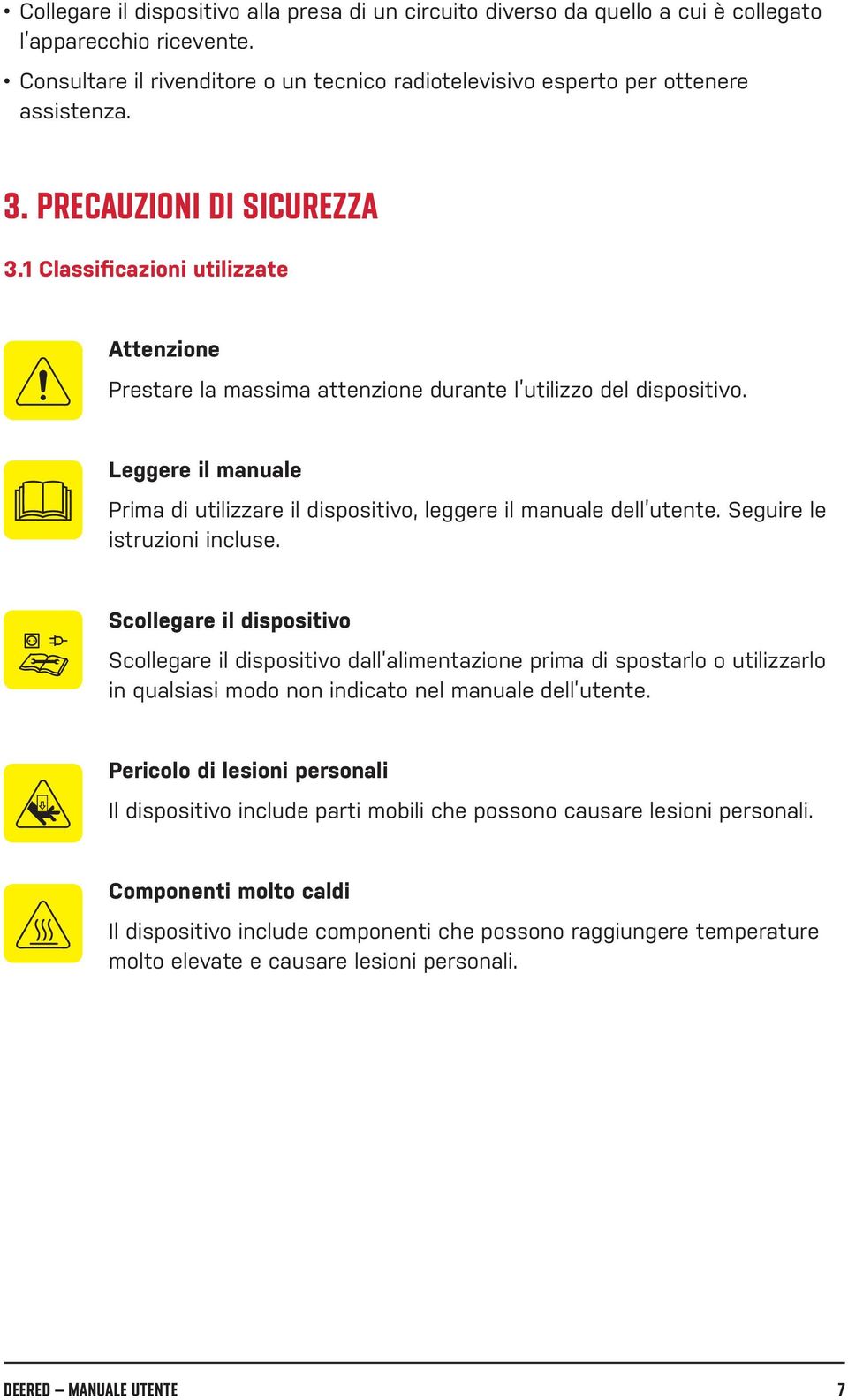 Leggere il manuale Prima di utilizzare il dispositivo, leggere il manuale dell utente. Seguire le istruzioni incluse.