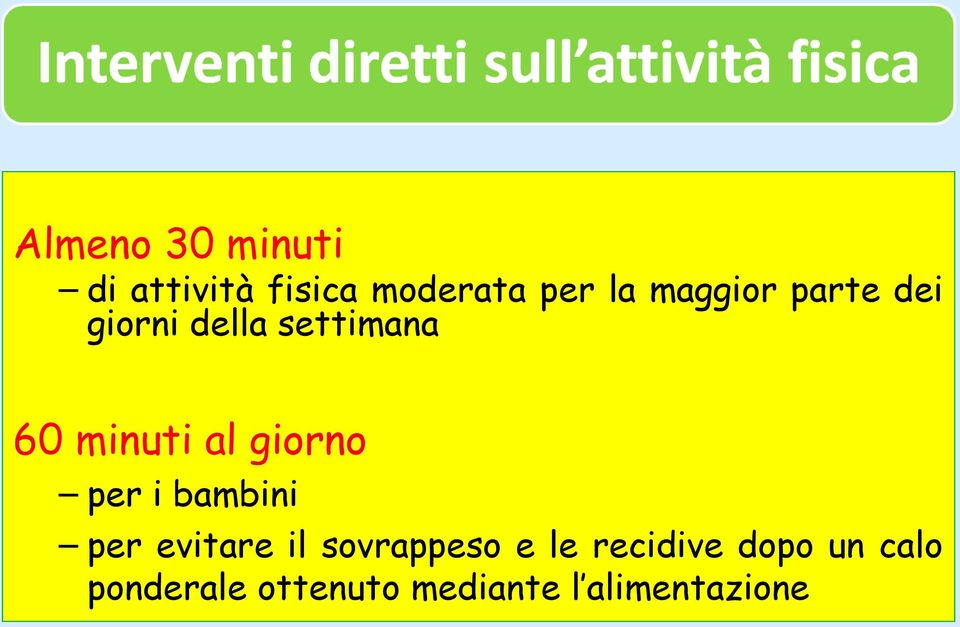 giorno per i bambini per evitare il sovrappeso e le