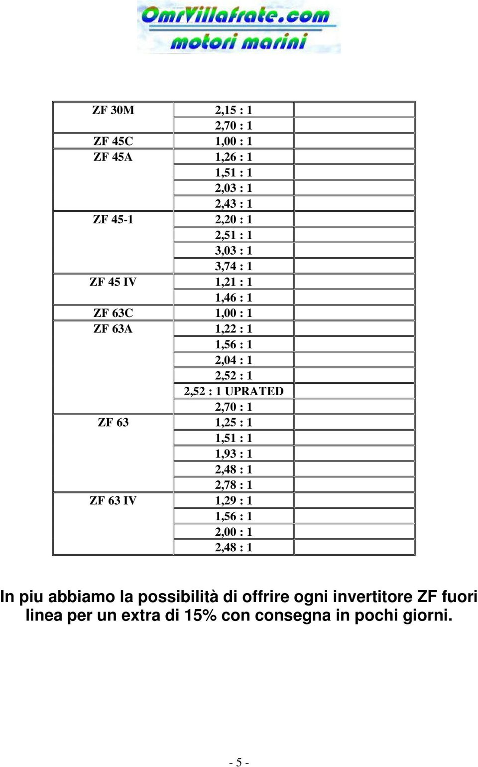 2,70 : 1 ZF 63 1,25 : 1 1,51 : 1 1,93 : 1 2,48 : 1 2,78 : 1 ZF 63 IV 1,29 : 1 1,56 : 1 2,00 : 1 2,48 : 1 In piu