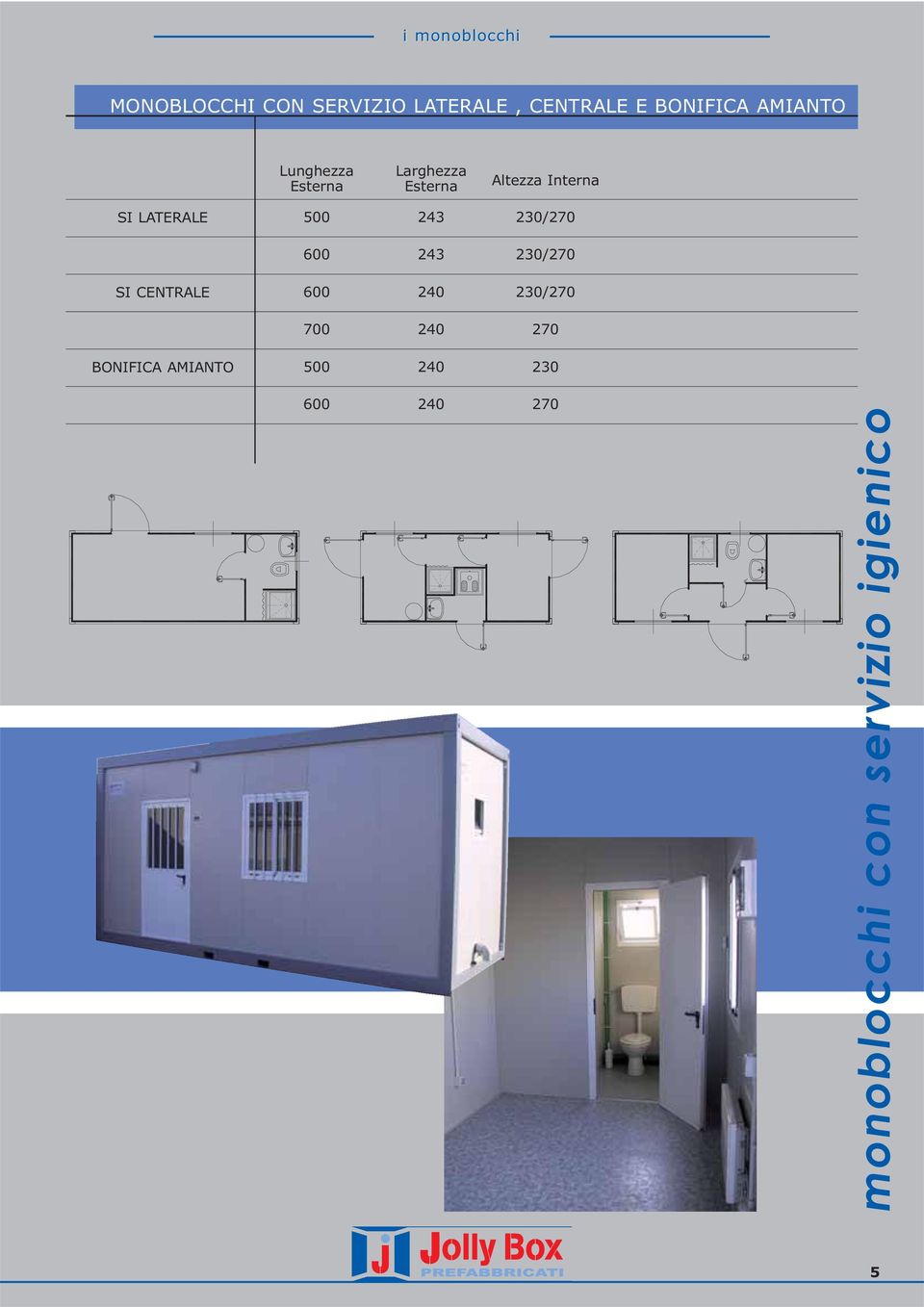 LATERALE 500 /270 600 /270 SI CENTRALE 600 240 /270 700 240