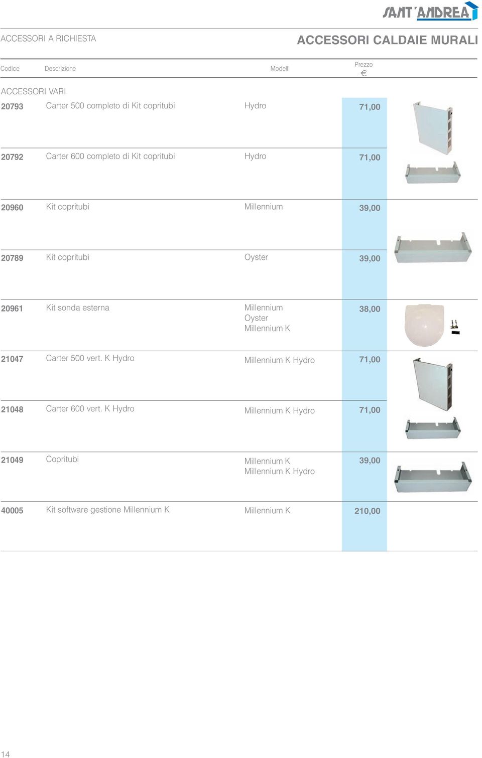 esterna Millennium yster Millennium K 8,00 047 Carter 500 vert. K Hydro Millennium K Hydro 7,00 048 Carter 600 vert.