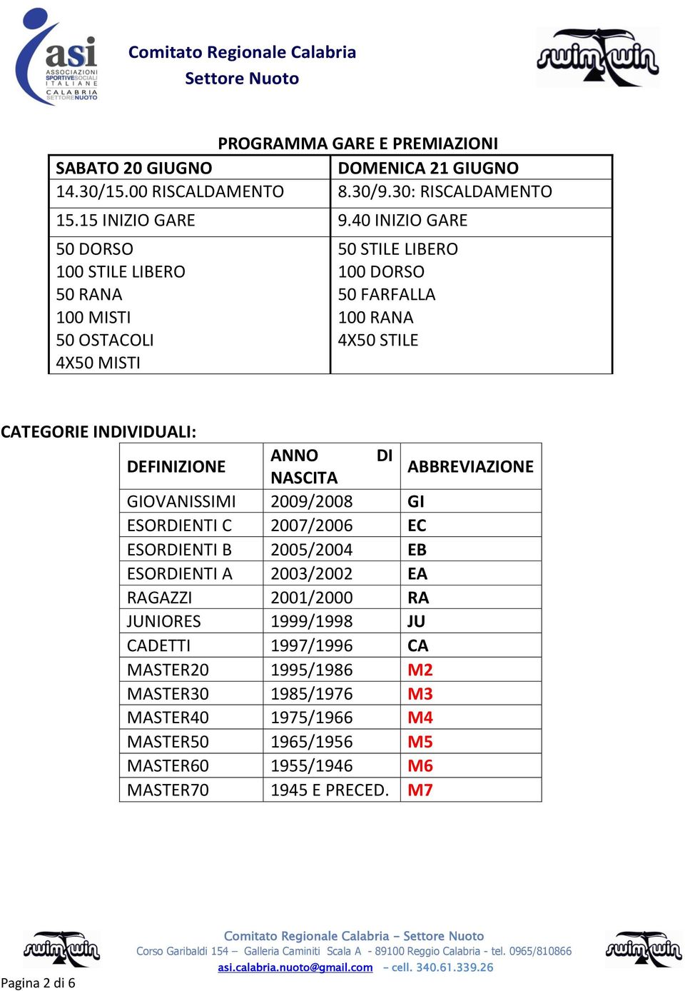 DEFINIZIONE ANNO DI NASCITA ABBREVIAZIONE GIOVANISSIMI 2009/2008 GI ESORDIENTI C 2007/2006 EC ESORDIENTI B 2005/2004 EB ESORDIENTI A 2003/2002 EA RAGAZZI 2001/2000 RA