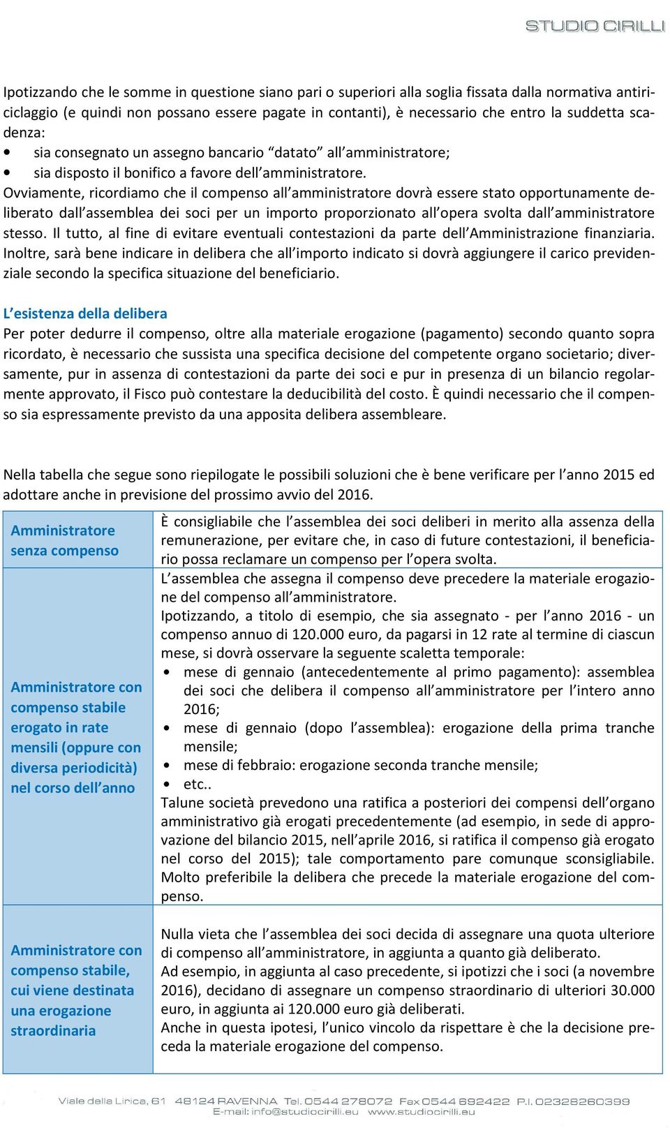 Ovviamente, ricordiamo che il compenso all amministratore dovrà essere stato opportunamente deliberato dall assemblea dei soci per un importo proporzionato all opera svolta dall amministratore stesso.