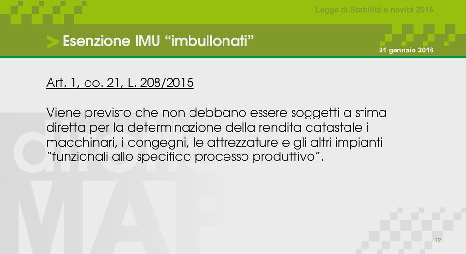 diretta per la determinazione della rendita catastale i macchinari,