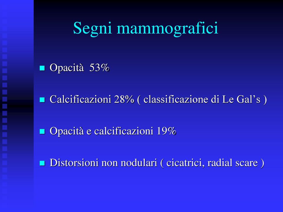 Le Gal s ) Opacità e calcificazioni 19%