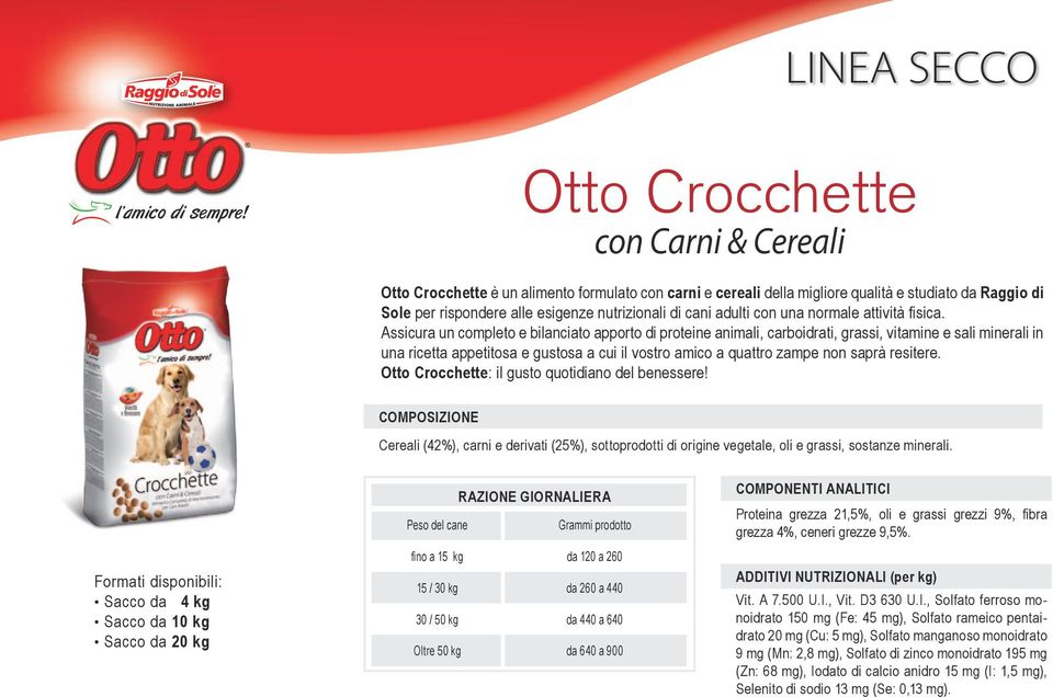 Assicura un completo e bilanciato apporto di proteine animali, carboidrati, grassi, vitamine e sali minerali in una ricetta appetitosa e gustosa a cui il vostro amico a quattro zampe non saprà