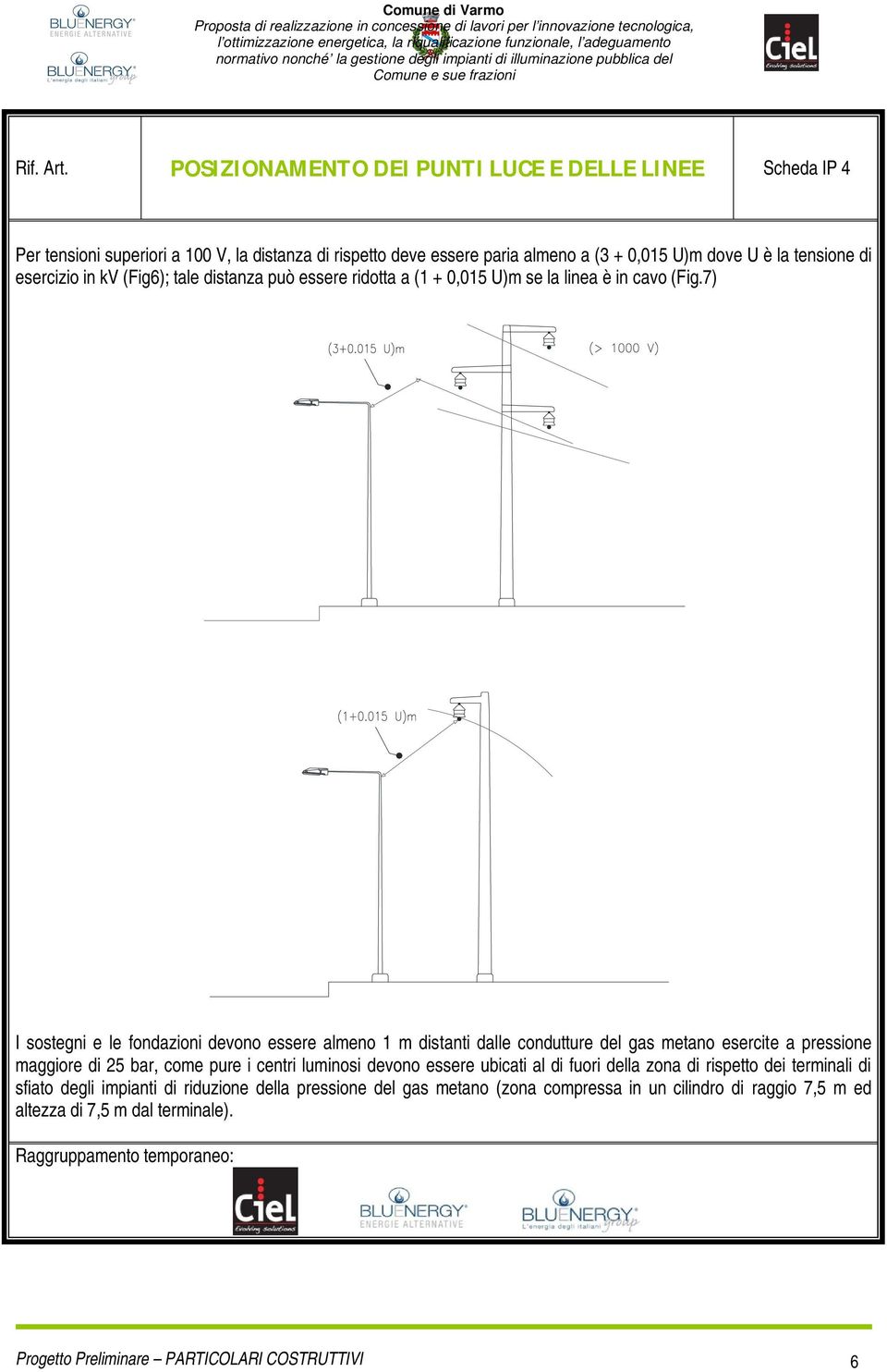 esercizio in kv (Fig6); tale distanza può essere ridotta a (1 + 0,015 U)m se la linea è in cavo (Fig.