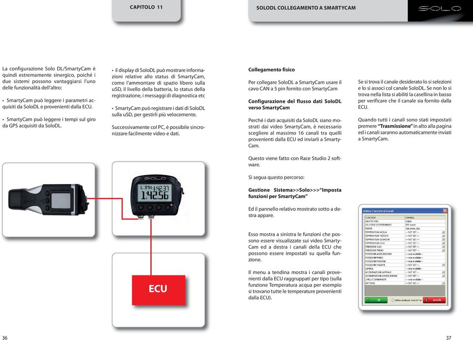 il display di SoloDL può mostrare informazioni relative allo status di SmartyCam, come l ammontare di spazio libero sulla usd, il livello della batteria, lo status della registrazione, i messaggi di