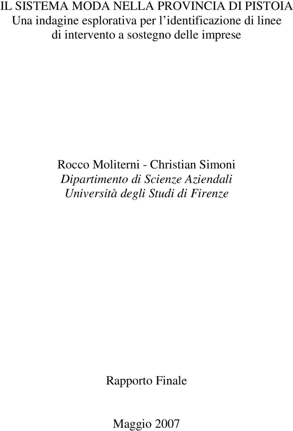 sostegno delle imprese Rocco Moliterni - Christian Simoni