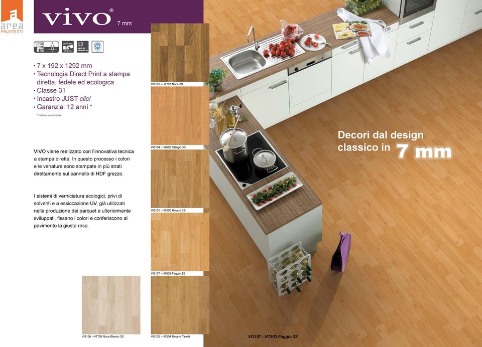 VI3104 - H7602 Ciliegio 3S Decori dal design classico in 7 mm I sistemi di verniciatura ecologici, privi di solventi e a essiccazione UV, già utilizzati nella produzione dei