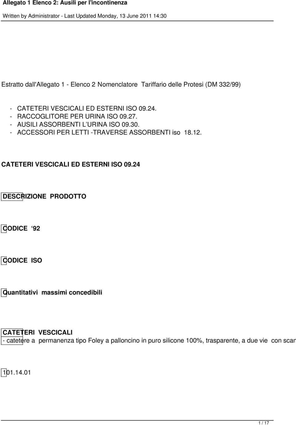 CATETERI VESCICALI ED ESTERNI ISO 09.