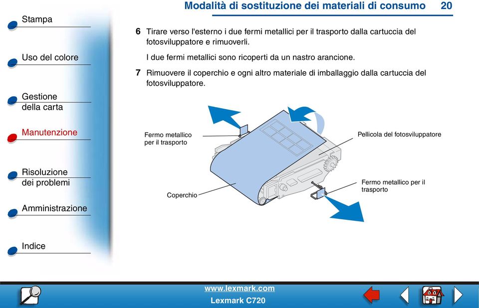 I due fermi metallici sono ricoperti da un nastro arancione.