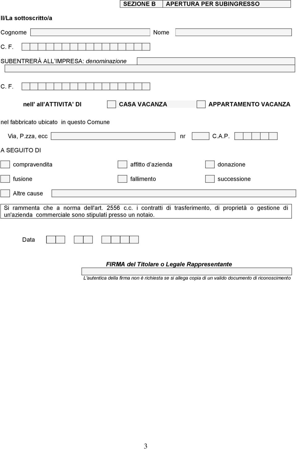 d azienda donazione fusione fallimento succ