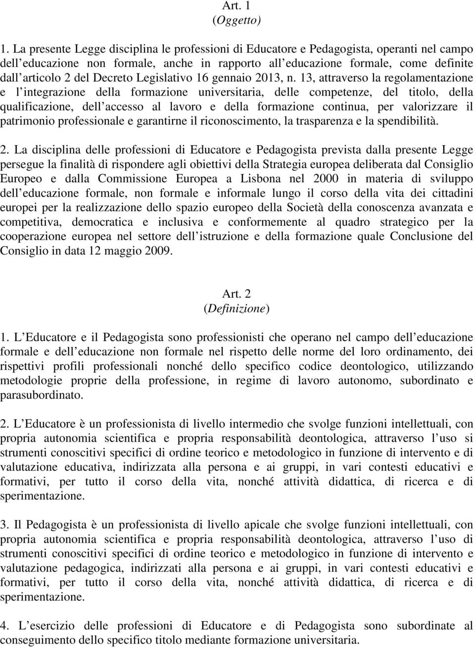 Decreto Legislativo 16 gennaio 2013, n.