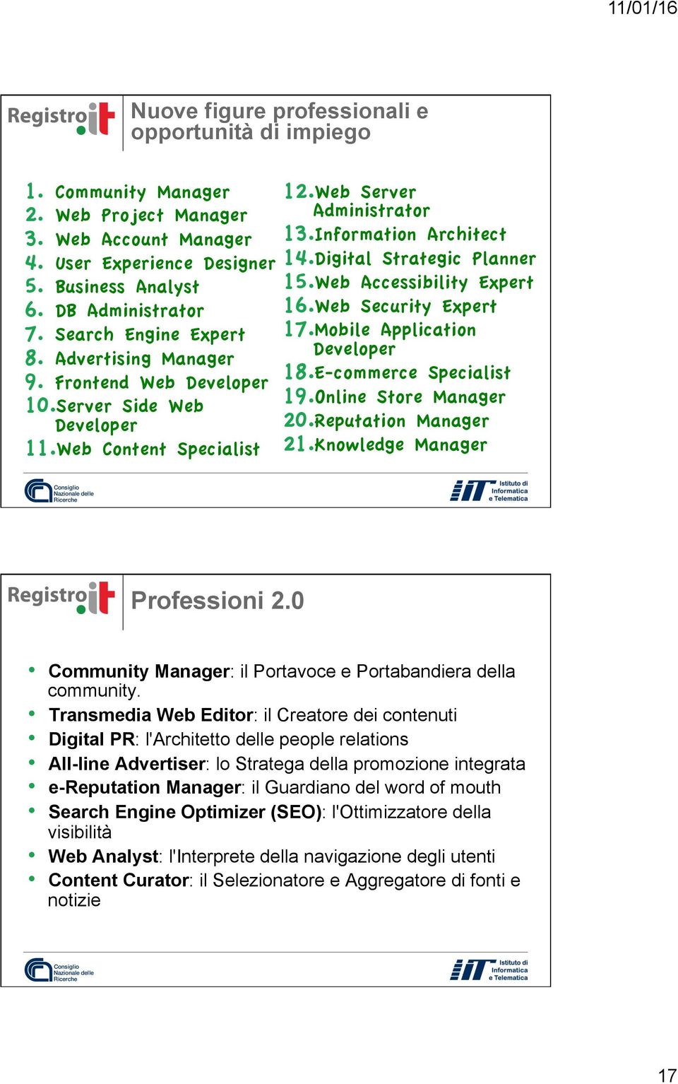 Digital Strategic Planner 15. Web Accessibility Expert 16. Web Security Expert 17. Mobile Application Developer 18. E-commerce Specialist 19. Online Store Manager 20. Reputation Manager 21.