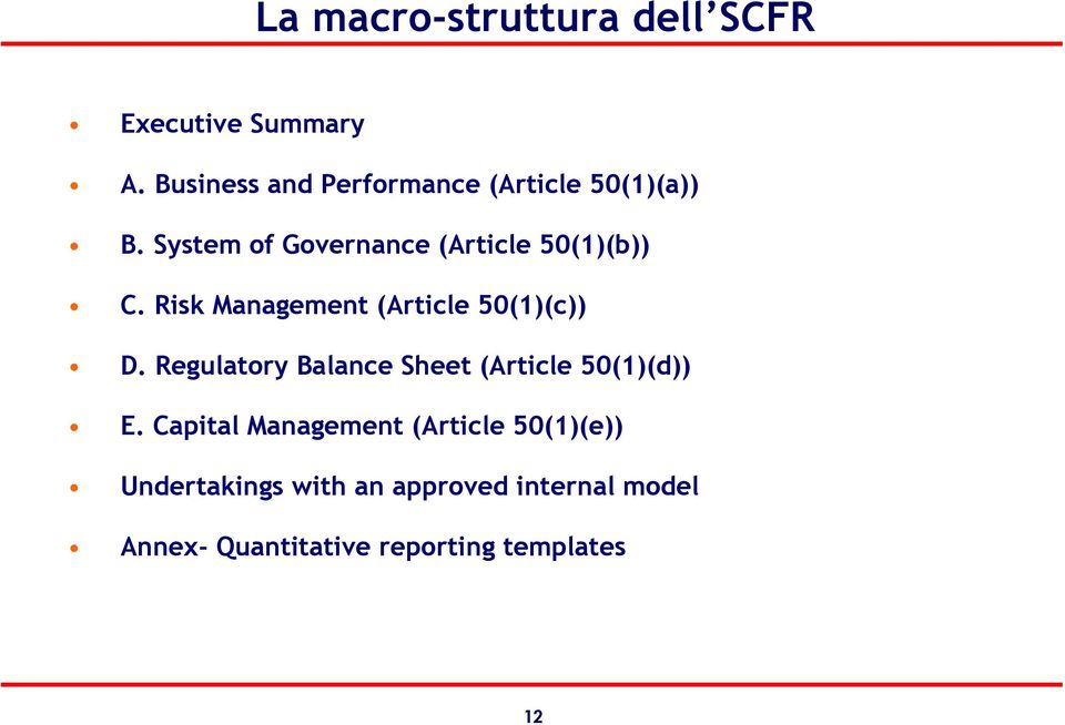 System of Governance (Article 50(1)(b)) C. Risk Management (Article 50(1)(c)) D.