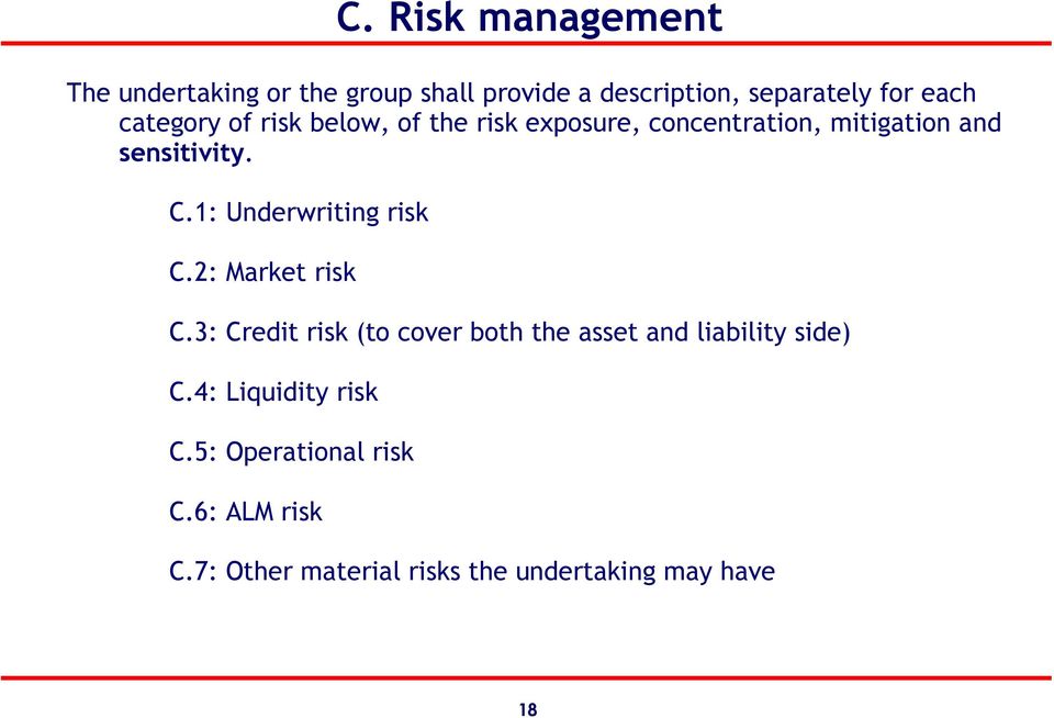 1: Underwriting risk C.2: Market risk C.
