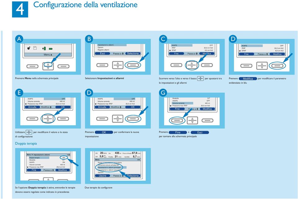 ) Impostazion dl tipo di circuito ccrtarsi ch Trilogy00 sia spnto prima di avviar la procdura dscritta qui di sguito dl snsor dl flusso con valvola spiratoria attiva Trachostomy trachostomia mrica