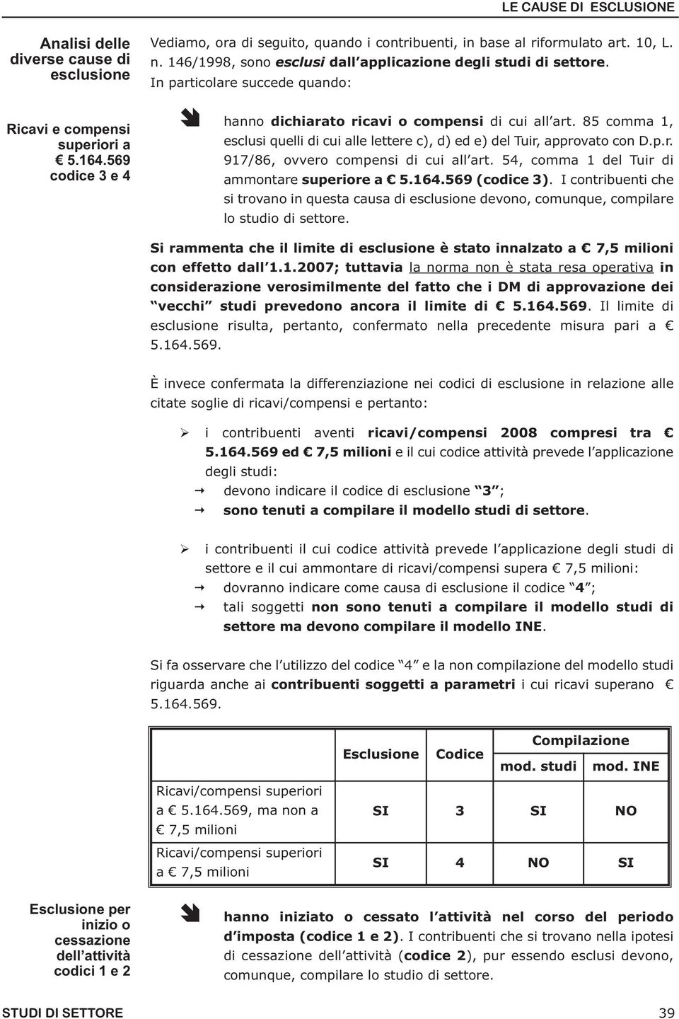 85 comma 1, esclusi quelli di cui alle lettere c), d) ed e) del Tuir, approvato con D.p.r. 917/86, ovvero compensi di cui all art. 54, comma 1 del Tuir di ammontare superiore a 5.164.569 (codice 3).