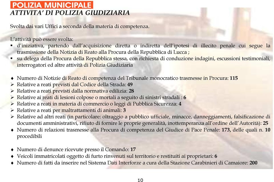 Repubblica di Lucca ; su delega della Procura della Repubblica stessa, con richiesta di conduzione indagini, escussioni testimoniali, interrogatori ed altre attività di Polizia Giudiziaria Numero di