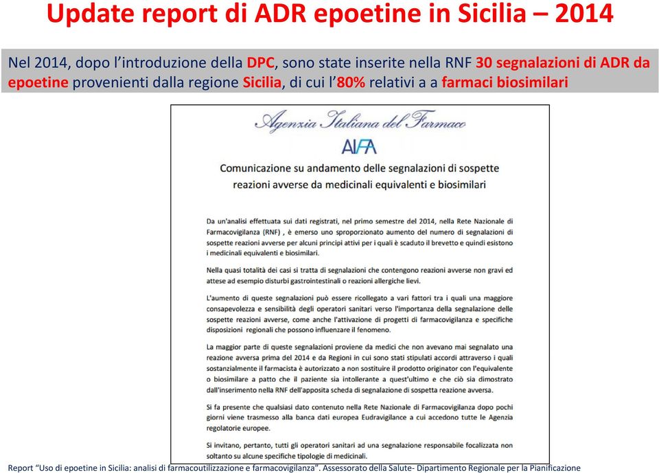 80% relativi a a farmaci biosimilari Report Uso di epoetine in Sicilia: analisi di