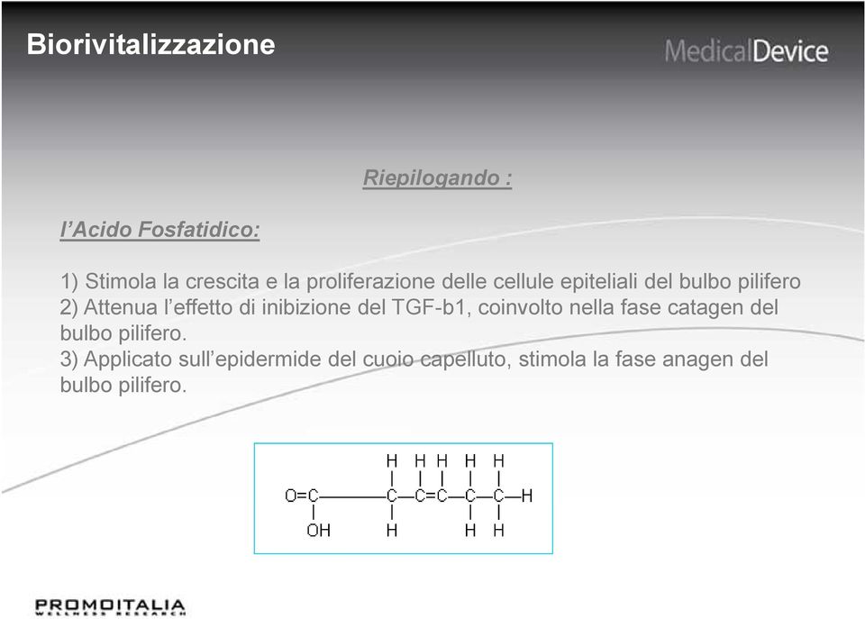 di inibizione del TGF-b1, coinvolto nella fase catagen del bulbo pilifero.